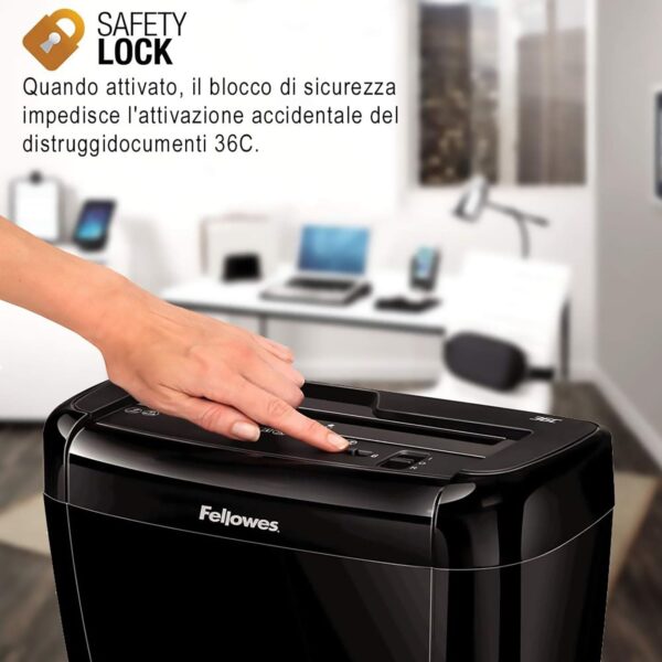 FELLOWES Powershred 36C Paper Shredder, 6 Sheet Cross Cut - Image 3