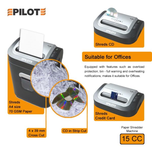 Pilot 15 CC Deskside Paper Shredder - Image 4
